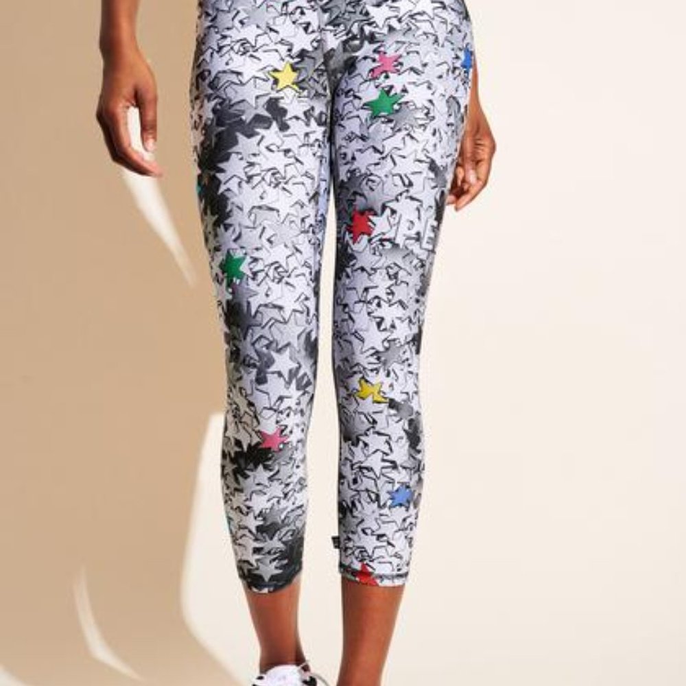 Peloton x Terez Silver Star Leggings Sz Medium NWT